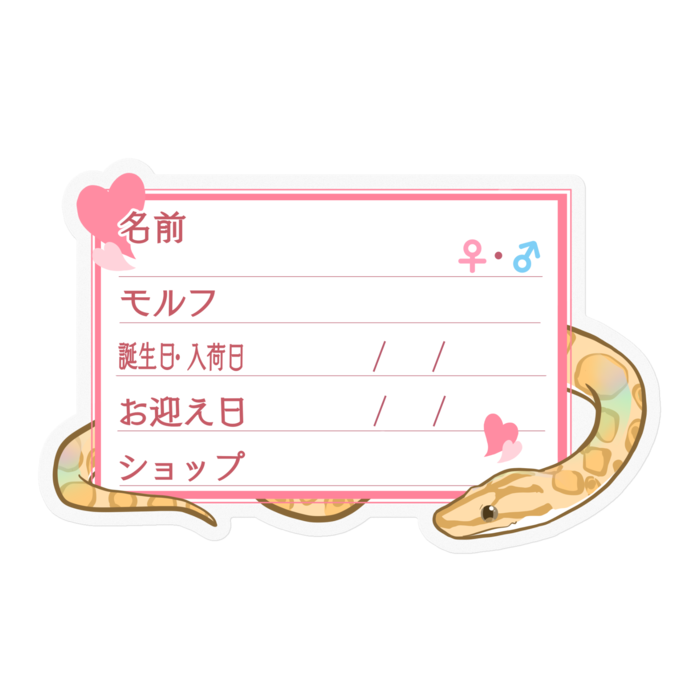 【🐍お名前ステッカー】コロニジ(パラディグマ) ‐ハート／ピンク