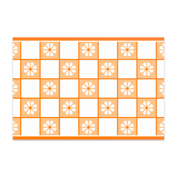 八枚花&市松模様のポストカード(オレンジ系)