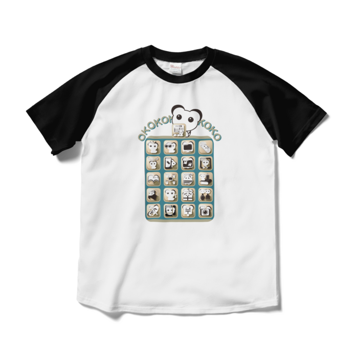 ラグランTシャツ - M - ホワイト×ブラック