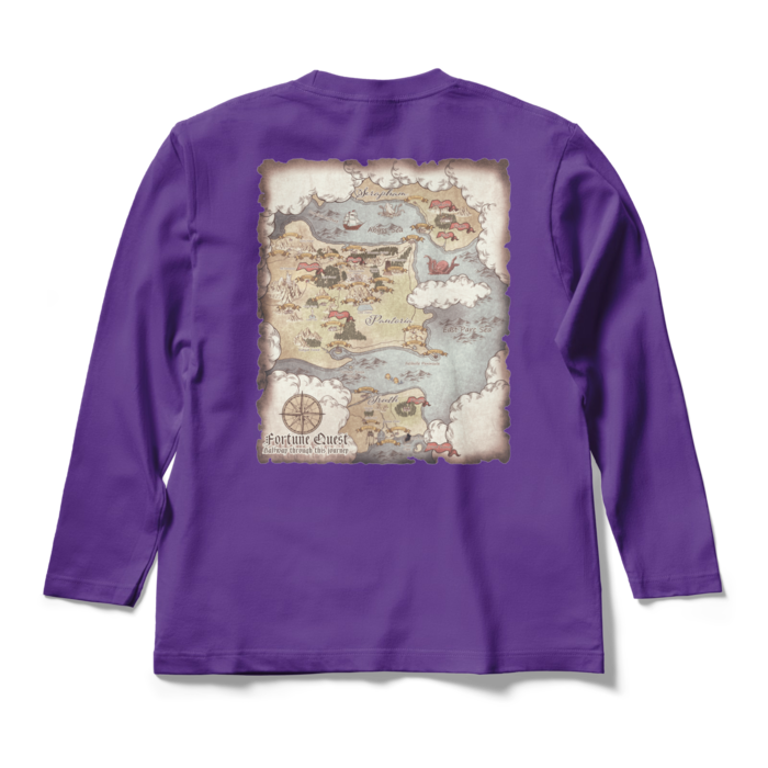 背面マップロングスリーブTシャツ - M - パープル