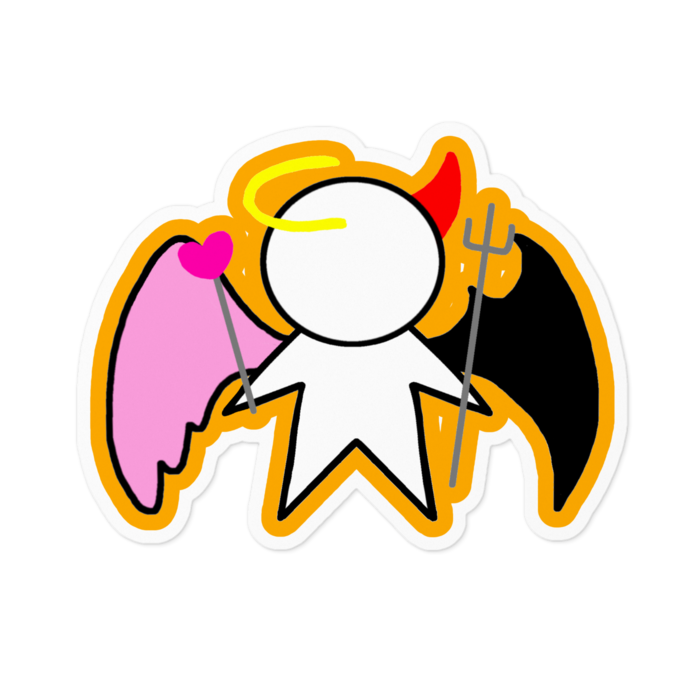 堕天使ちゃん橙ステッカー