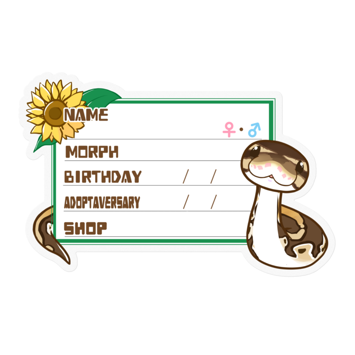 【🐍お名前ステッカー】ボールパイソン(ノーマルミニ) ‐ひまわり(英語)
