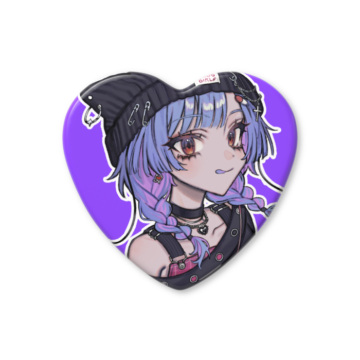 ハート缶バッジ - 57 × 52.5mm