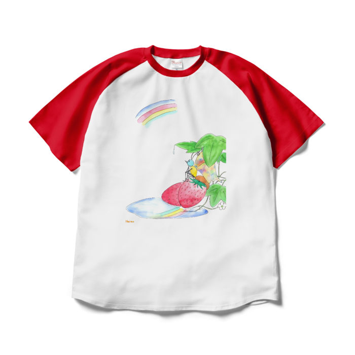 ラグランTシャツ - XL - ホワイト×レッド