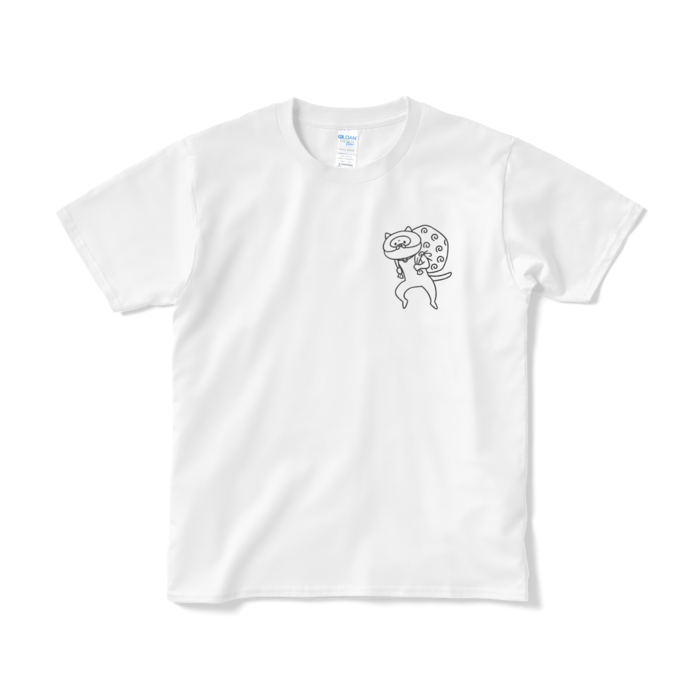 こそ泥ねこ（小プリント／線画）Tシャツ - S - ホワイト