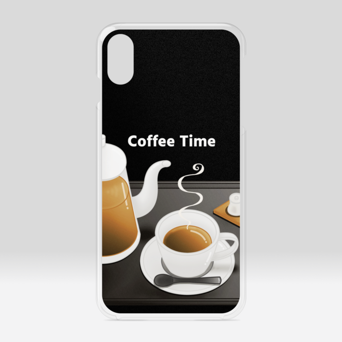 クリアiPhoneケース　珈琲×黒背景　iPhone XSMax