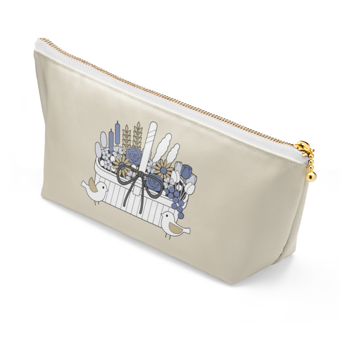 ポーチA　ベージュ×ファスナー白