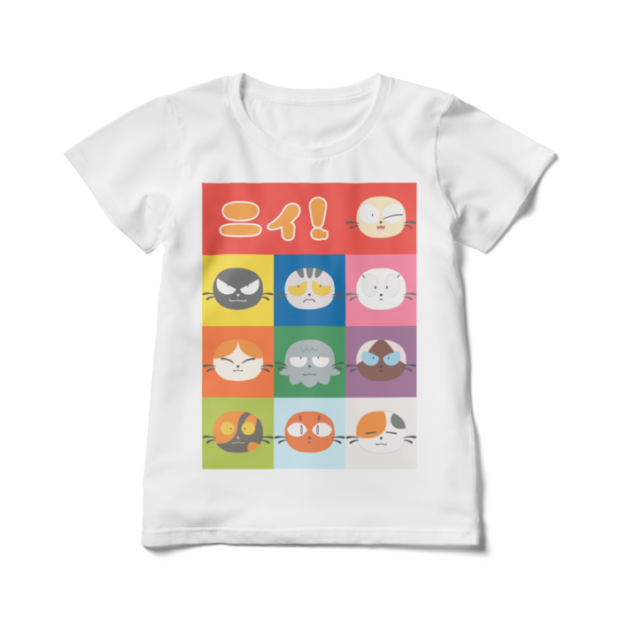 ニィと仲間たちが集まるレディースTシャツ - L - 白