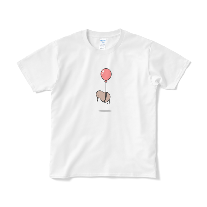 風船で飛ぶキーウィ(カラー)Tシャツ（短納期） - S - ホワイト