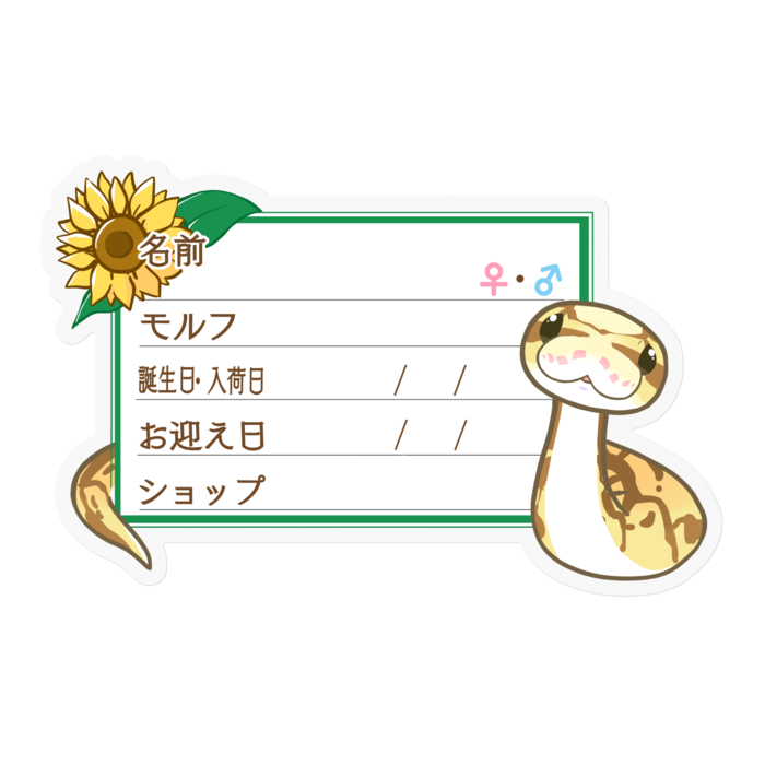 【🐍お名前ステッカー】ボールパイソン(クイーンビーミニ) ‐ひまわり