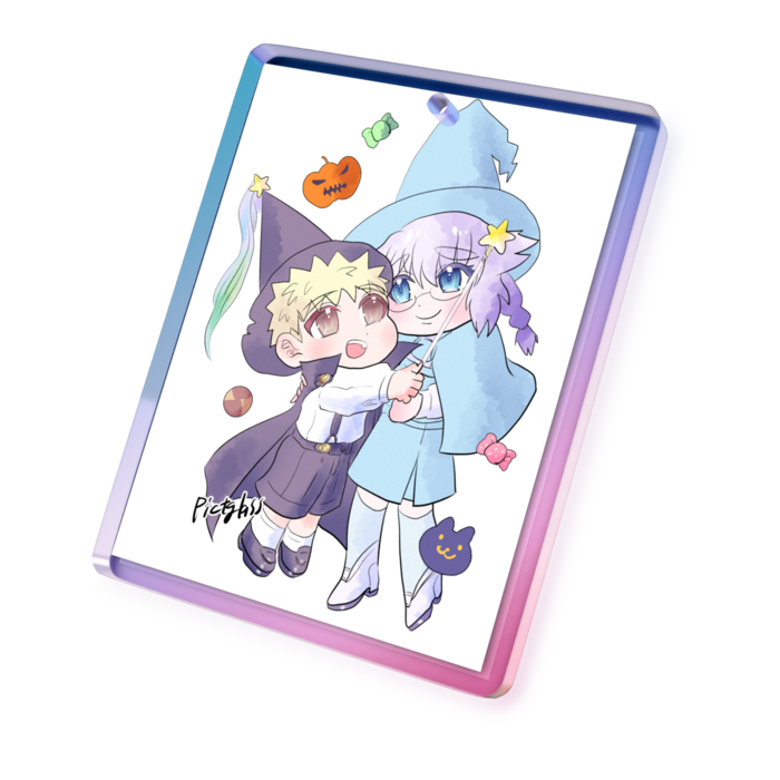 オーロラアクリルキーホルダー - 50 × 50mm