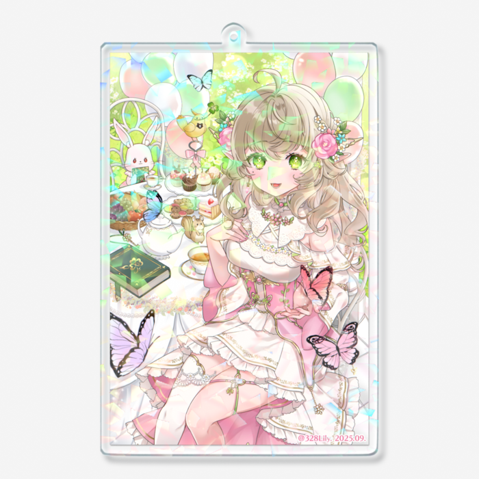 ホログラムアクリルキーホルダー - 100 × 100mm (クリスタル)