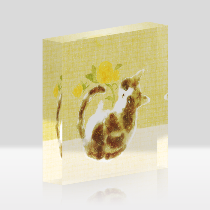 アクリルブロッククリア黄 - 100x100mm