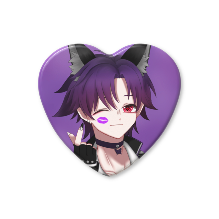 ハート缶バッジ - 52.5 × 57mm