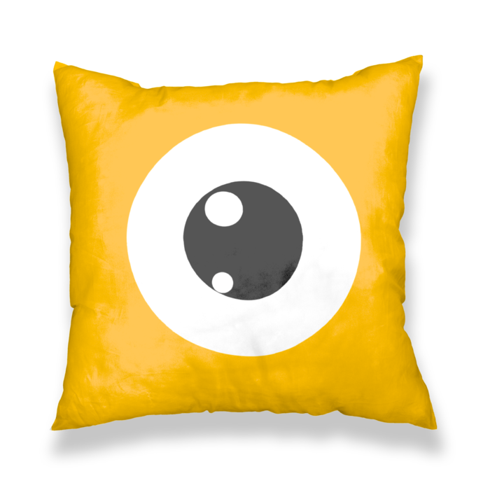 めだまクッションカバー(イエロー) - 450x450(mm)
