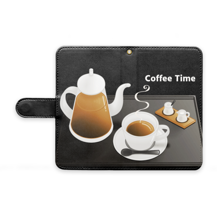 手帳型Androidケース　ストラップ穴あり　黒色　M（中）