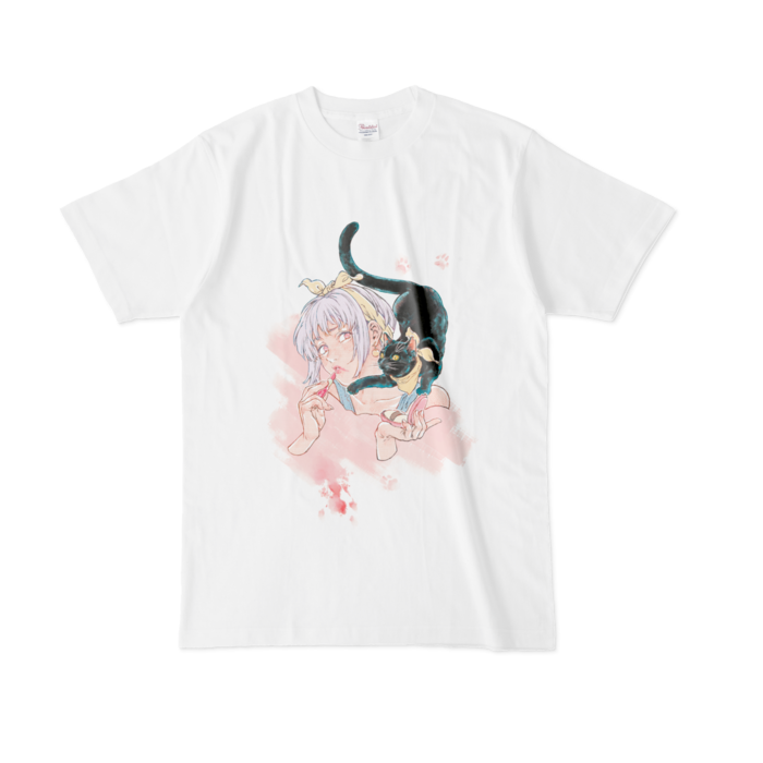 Tシャツ - L - 白(ピンク)
