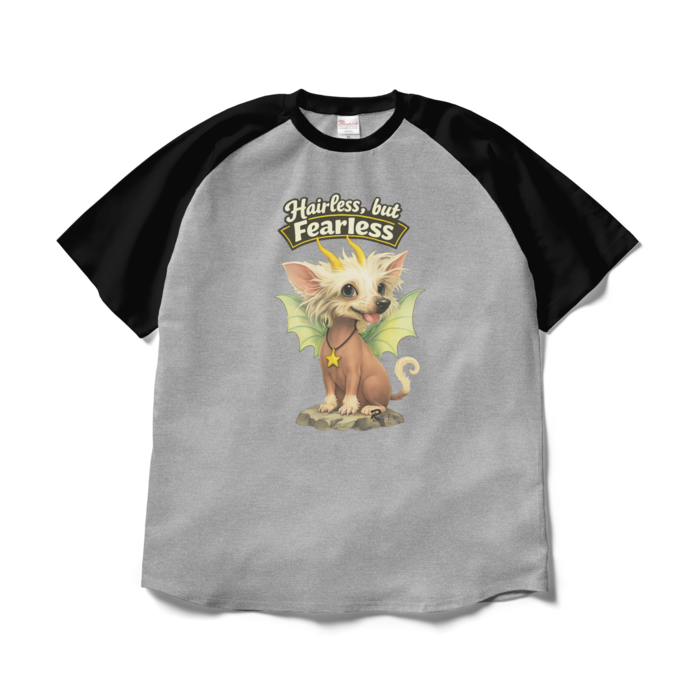 ラグランTシャツ - XL - 杢グレー×ブラック