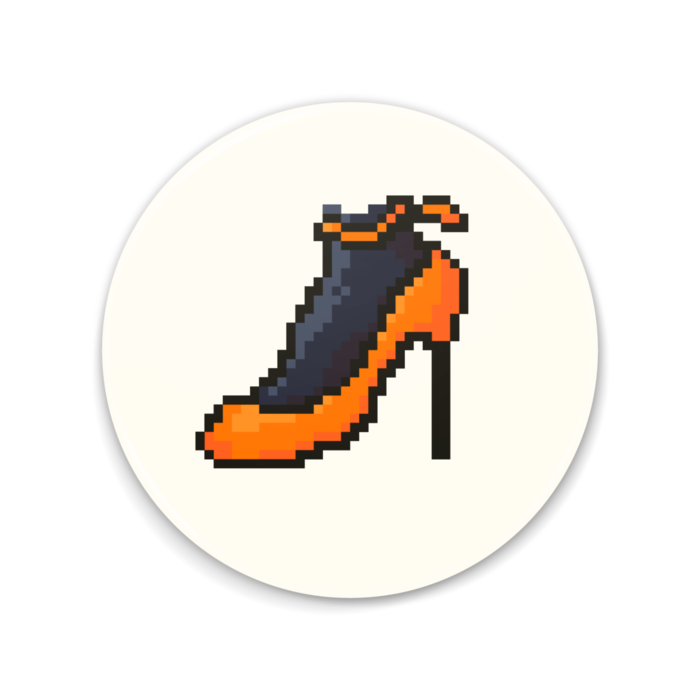 「ハイヒール（オレンジ色）」　缶ミラー - 75mm