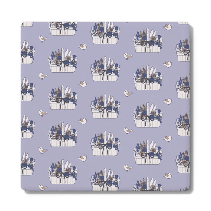 コースターB　角形　くすみブルー