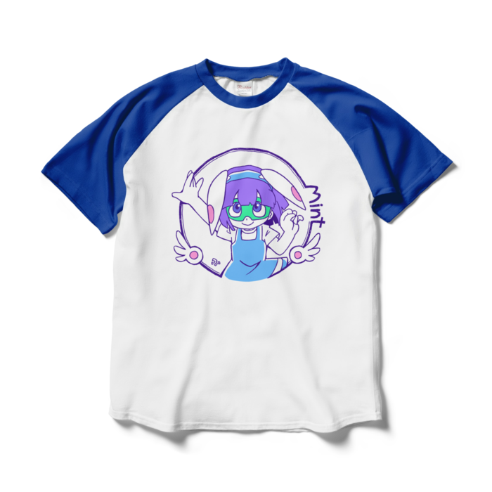 ラグランTシャツ - L - ホワイト×ロイヤルブルー