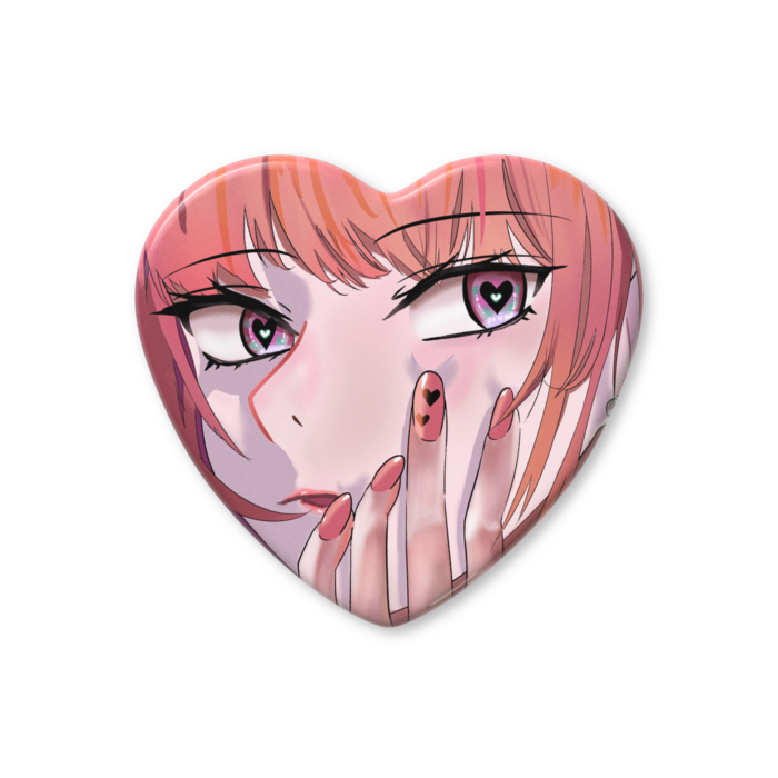 ハート缶バッジ - 52.5 × 57mm