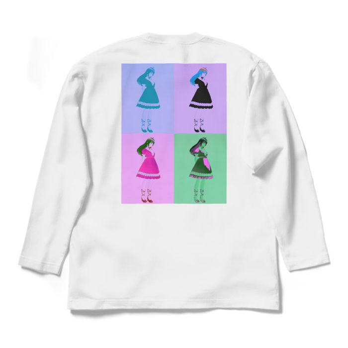 白ロングスリーブTシャツ - L - (紫模様)