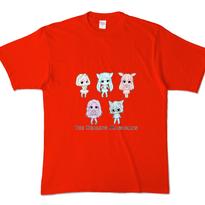 カラーTシャツ - XL - レッド/モノトーン柄