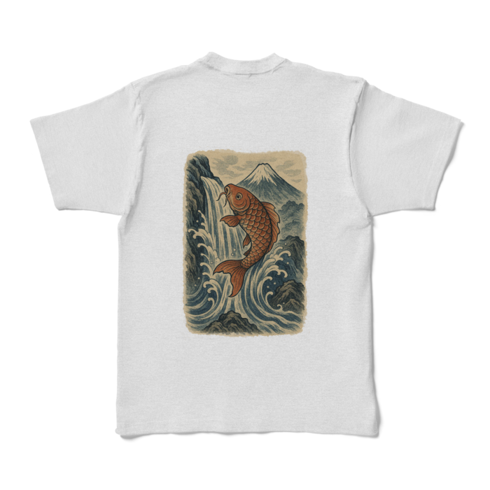 カラーTシャツ 背面プリント- XL - アッシュ (淡色)