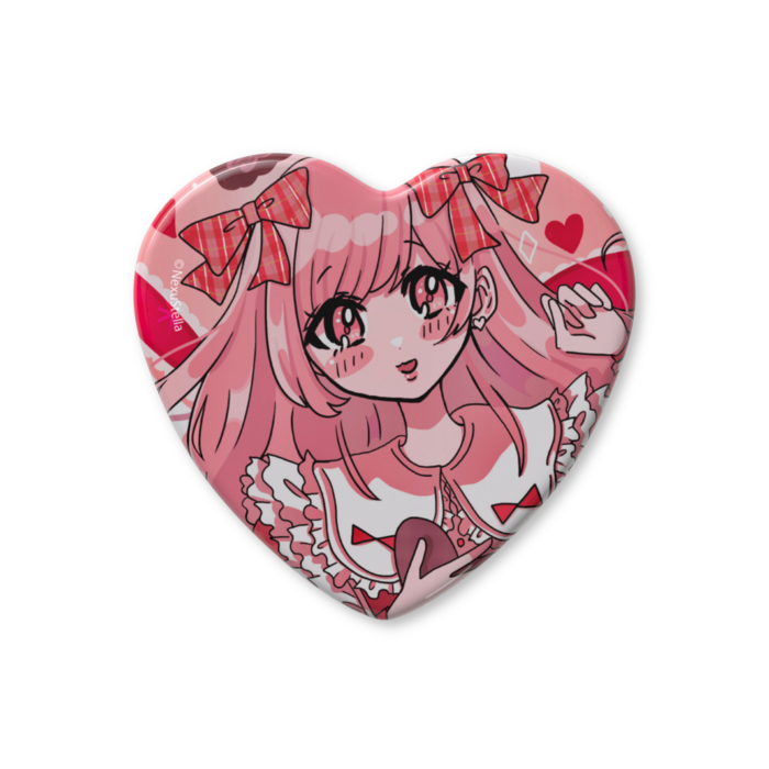ハート缶バッジ - 57 × 52.5mm
