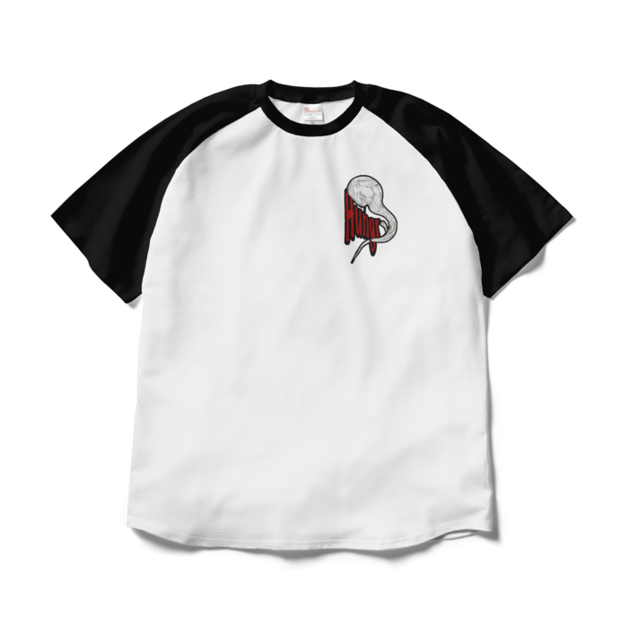 ラグランTシャツ - XL - ホワイト×ブラック