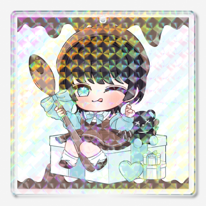 ホログラムアクリルキーホルダー - 70 × 70mm