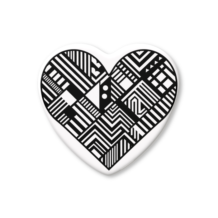 ハート缶バッジ - 52.5 × 57mm