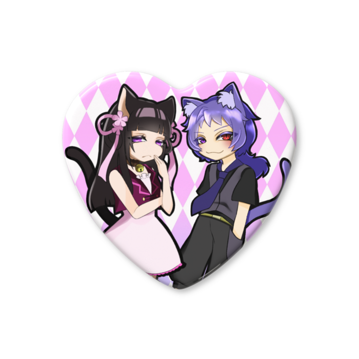 ハート缶バッジ - 57 × 52.5mm