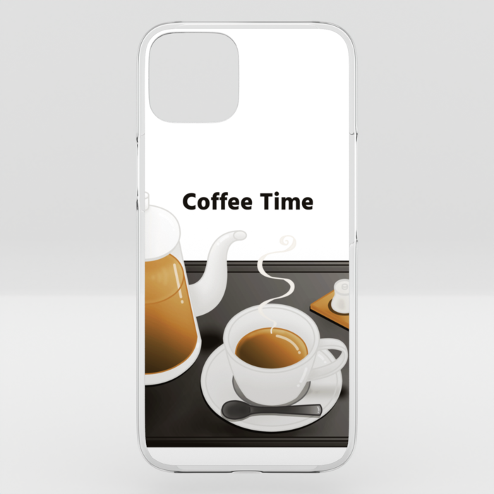 クリアiPhoneケース　珈琲×白背景　iPhone 15Plus