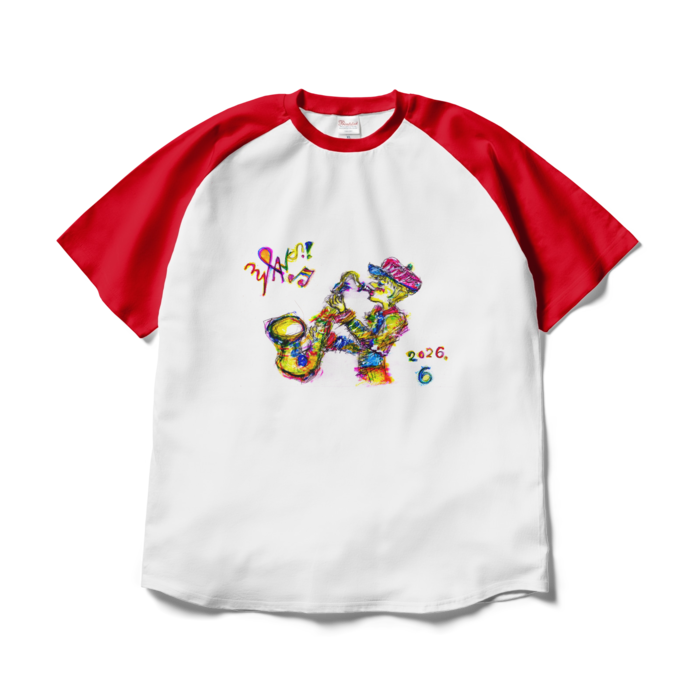 ラグランTシャツ - XL - ホワイト×レッド