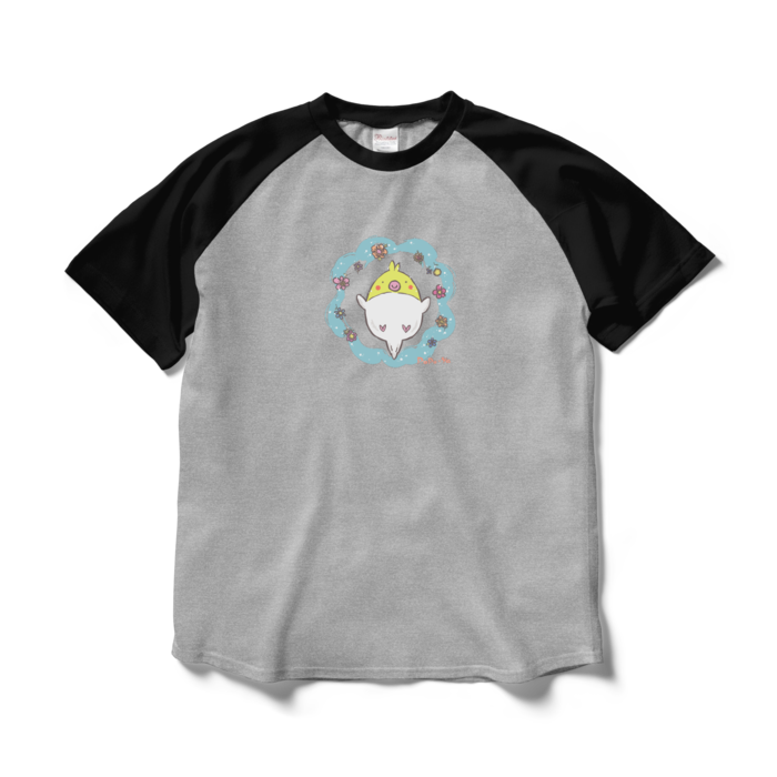 ラグランTシャツ - L - 杢グレー×ブラック