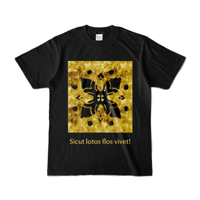 カラーTシャツ - S - ブラック (濃色)×カーキ