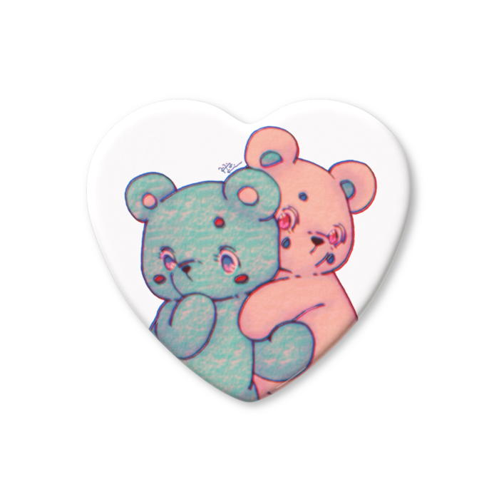 ハート缶バッジ - 52.5 × 57mm