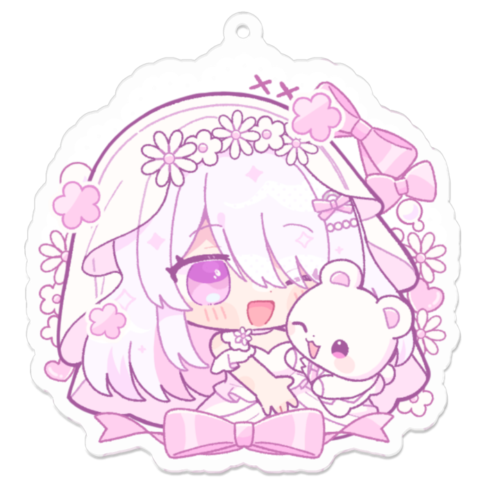 アクリルキーホルダー【ねこぜ/しろくまさんと結婚🫶🏻🤍】 70 x 70 (mm)