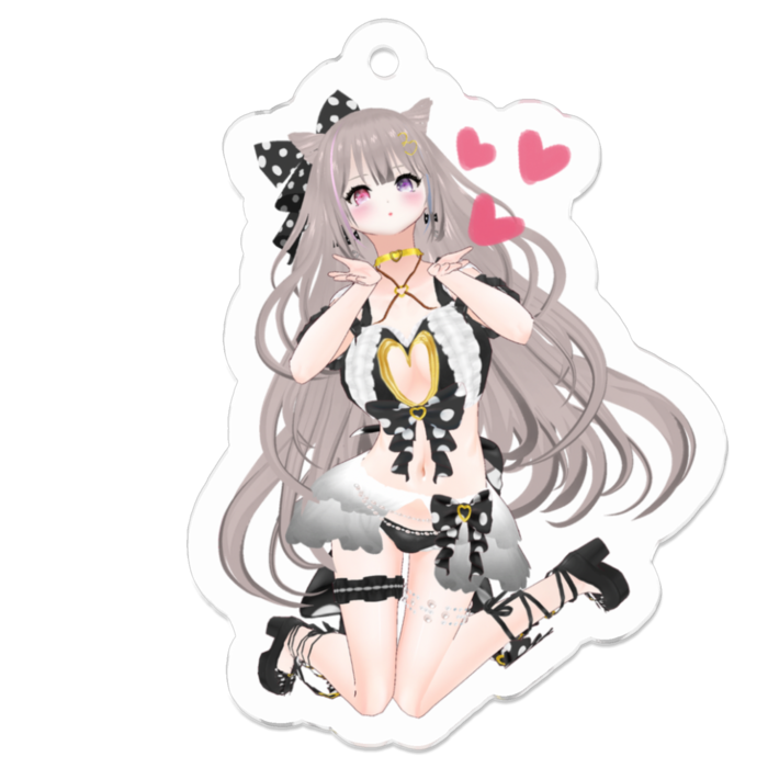 見つめながら...❤︎Black ver.キーホルダー(裏面コーティング) (To stare♡Black ver.keychain back side coated)- 50 x 50 (mm)(1)
