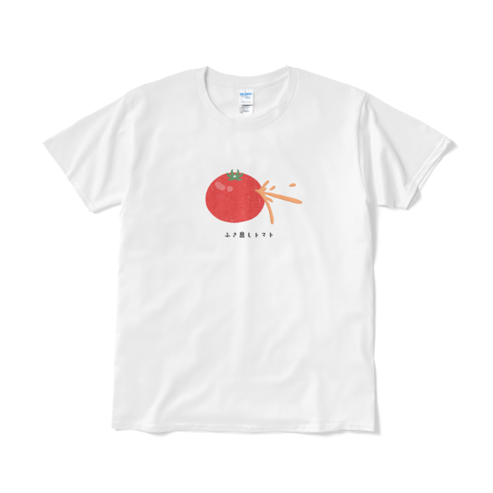 ふき出しトマト（文字あり）Tシャツ - L - ホワイト