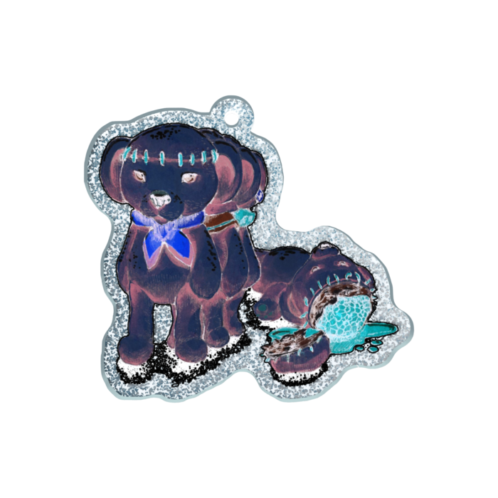 ラメアクリルキーホルダー - 50 × 50mm　脳くま
