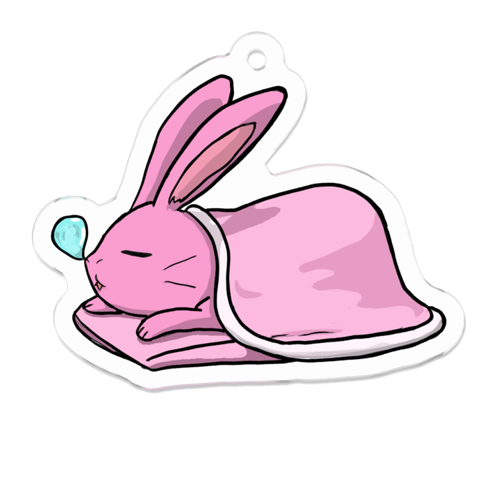 鼻提灯ピンクうさぎアクリルキーホルダー - 50 x 50 (mm)