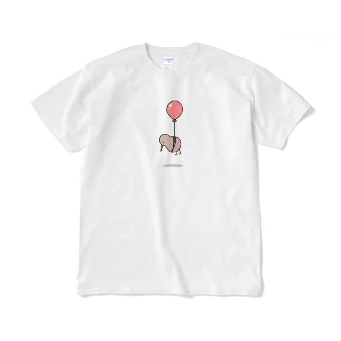風船で飛ぶキーウィ(カラー)Tシャツ（短納期） - XL - ホワイト