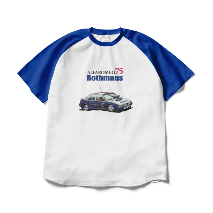 ラグランTシャツ - XL - ホワイト×ロイヤルブルー