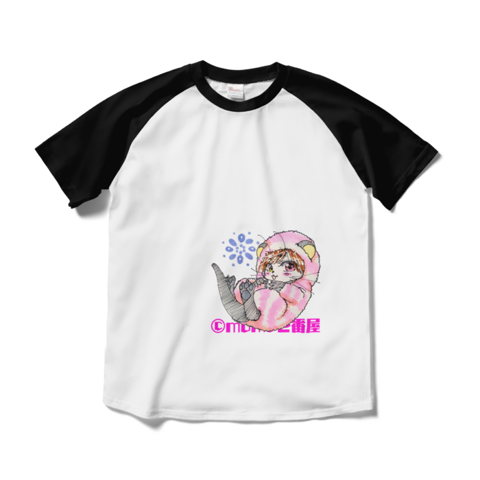 ラグランTシャツ - M - ホワイト×ブラック