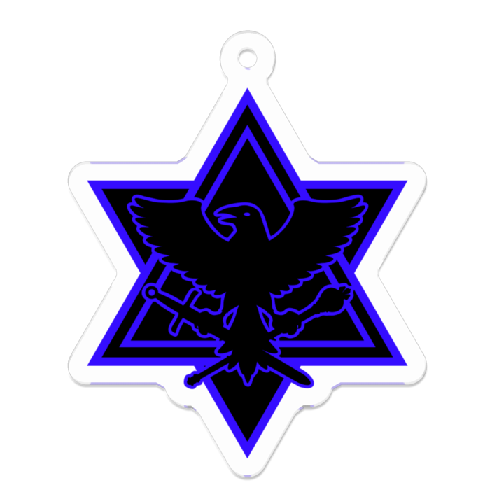 黒に青フチ　アクリルキーホルダー - 50 x 50 (mm)