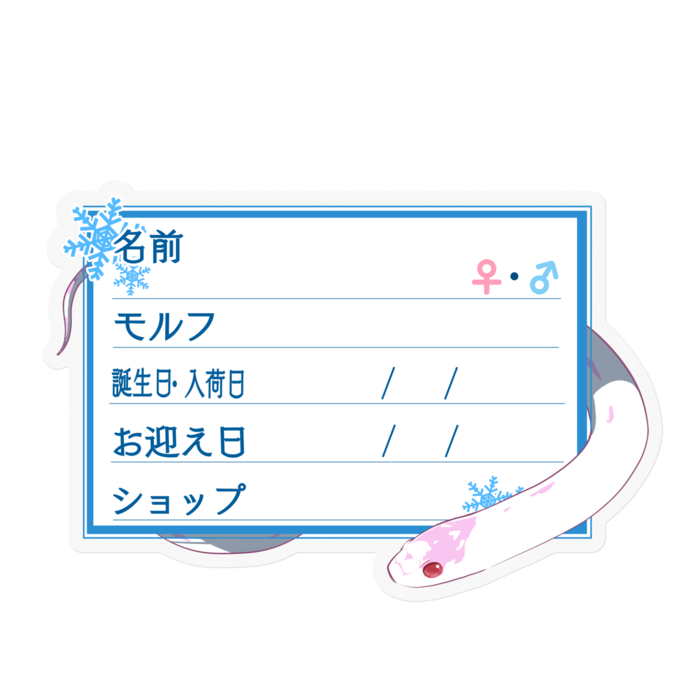 【🐍お名前ステッカー】カリキン(アルビノハイホワイト) ‐雪