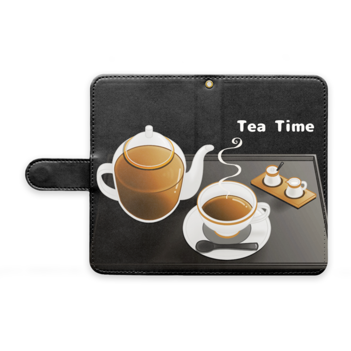 手帳型Androidケース　ストラップ穴あり　黒色　M（中）